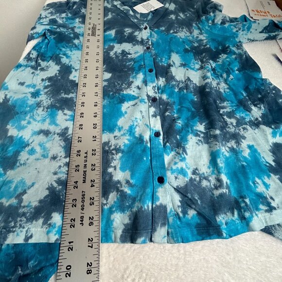 Logo Beach To Street Womens Tie-Dye Button-Down Tunic Top Medium Blue Artsy New - Picture 8 of 8